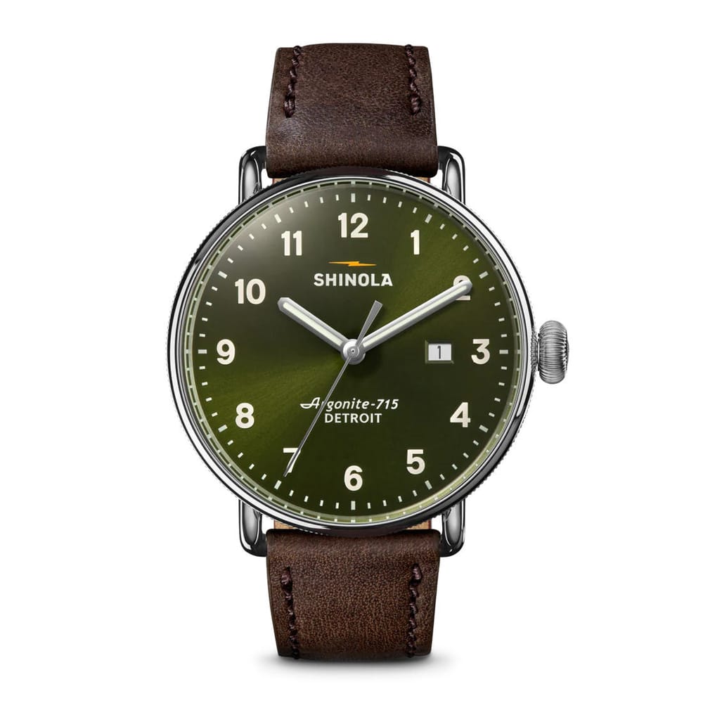 Shinola Canfield 43mm Dark Olive Dial Strap | King Jewelers