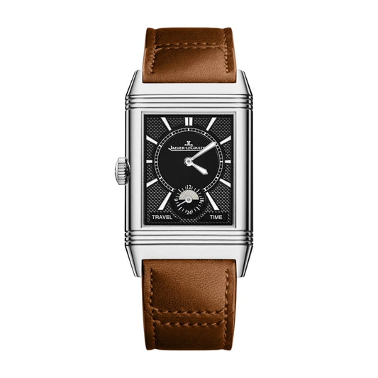 JAEGER-LECOULTRE REVERSO CLASSIC DUOFACE SMALL SECONDS, STEEL CASE, BROWN LEATHE