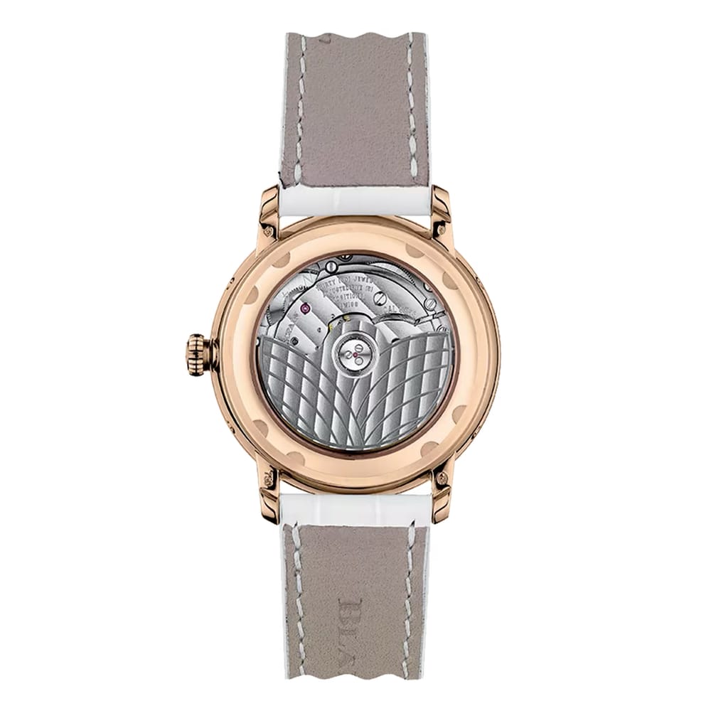 34MM BLANCPAIN MOONPHASE, 18K ROSE GOLD CASE, MOTHER OF PEARL DIAMOND DIAL, DIAM