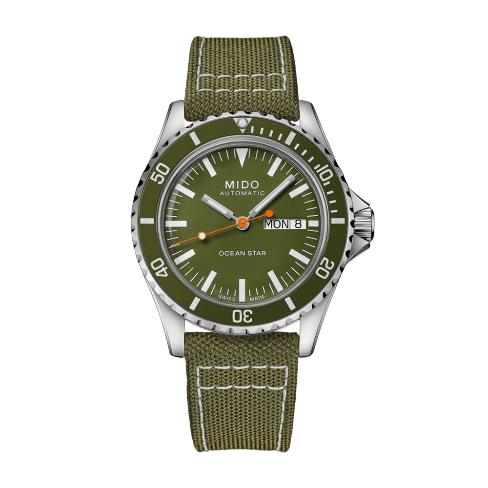 Mido Ocean Star Tribute Green Dial Fabric Strap Watch