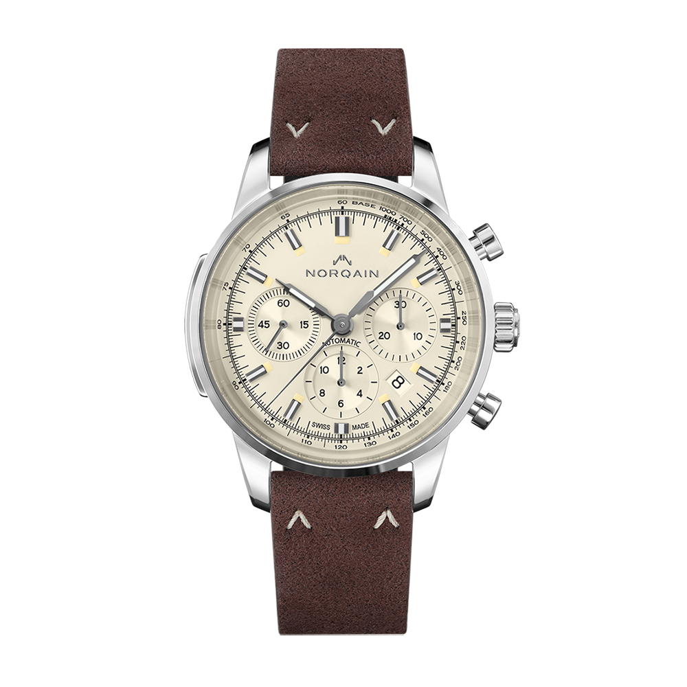 NORQAIN Freedom 60 Chrono Cream Dial Ebony Strap
