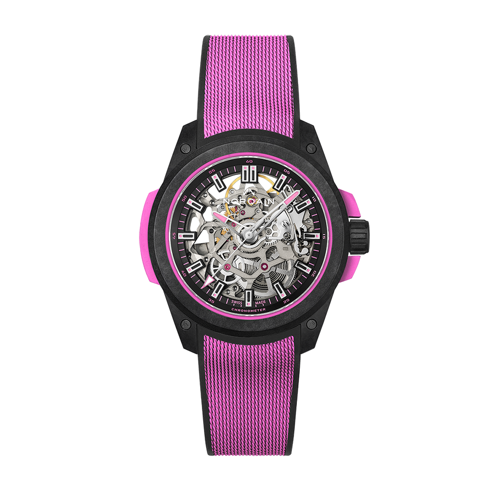 NORQAIN Wild One Skeleton 39mm Hyper Pink | King Jewelers NORQAIN Wild One Skeleton 39mm Hyper Pink | King Jewelers