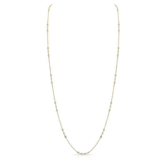 Norman Silverman Mixed Shape Diamond Station Necklace 18K Yellow Gold