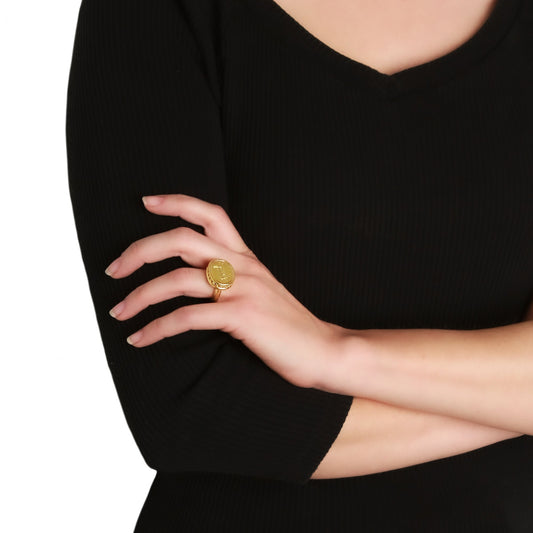 Elizabeth Locke Rearing Horse Ring 19K Yellow Gold