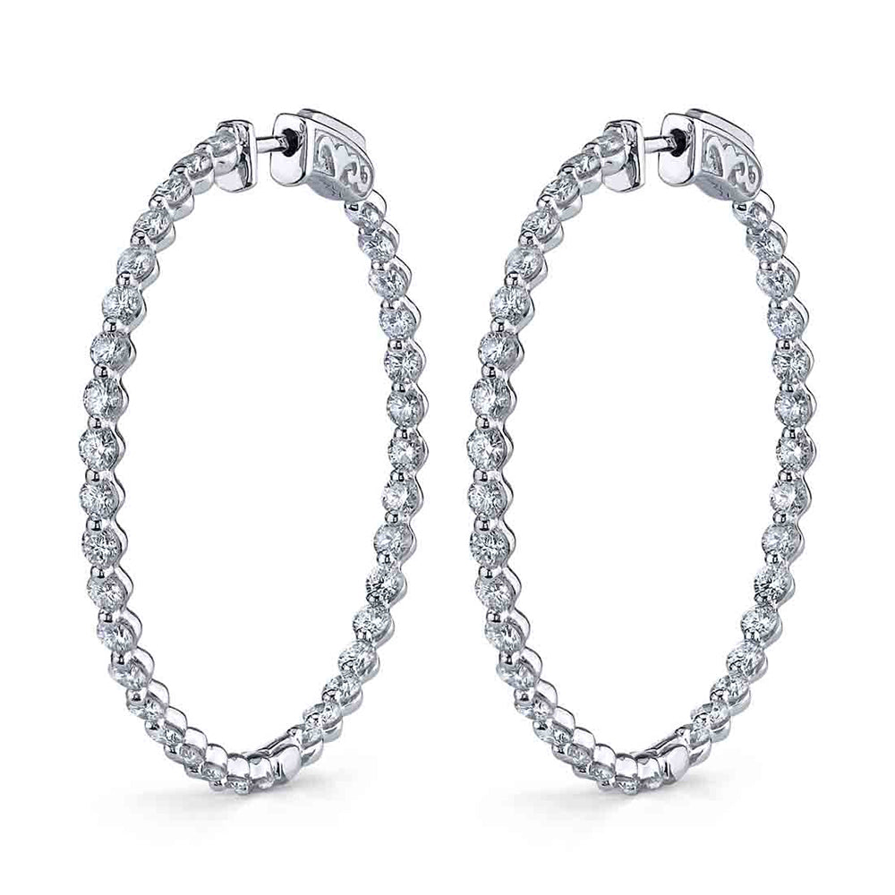 Sylvie 14K White Gold 3.00ct Diamond Hoop Earrings