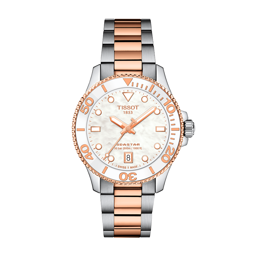 Tissot Seastar 1000 36mm MOP Rose Steel | King Jewelers