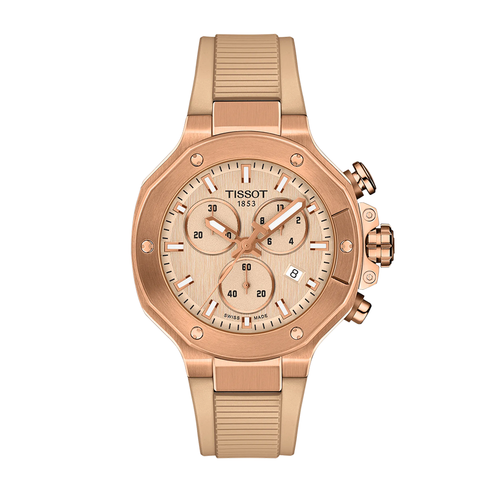 Tissot T-Race 38 Quartz Chrono Rose Gold PVD | King Jewelers