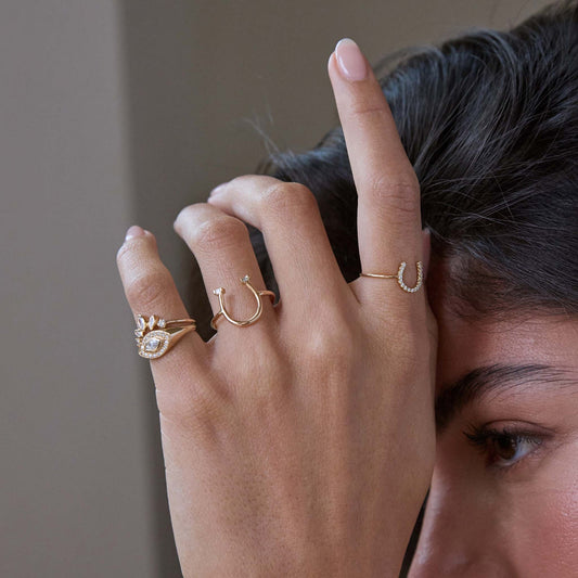 Zoe Chicco 14K Yellow Gold Baguette Diamond Horseshoe Ring