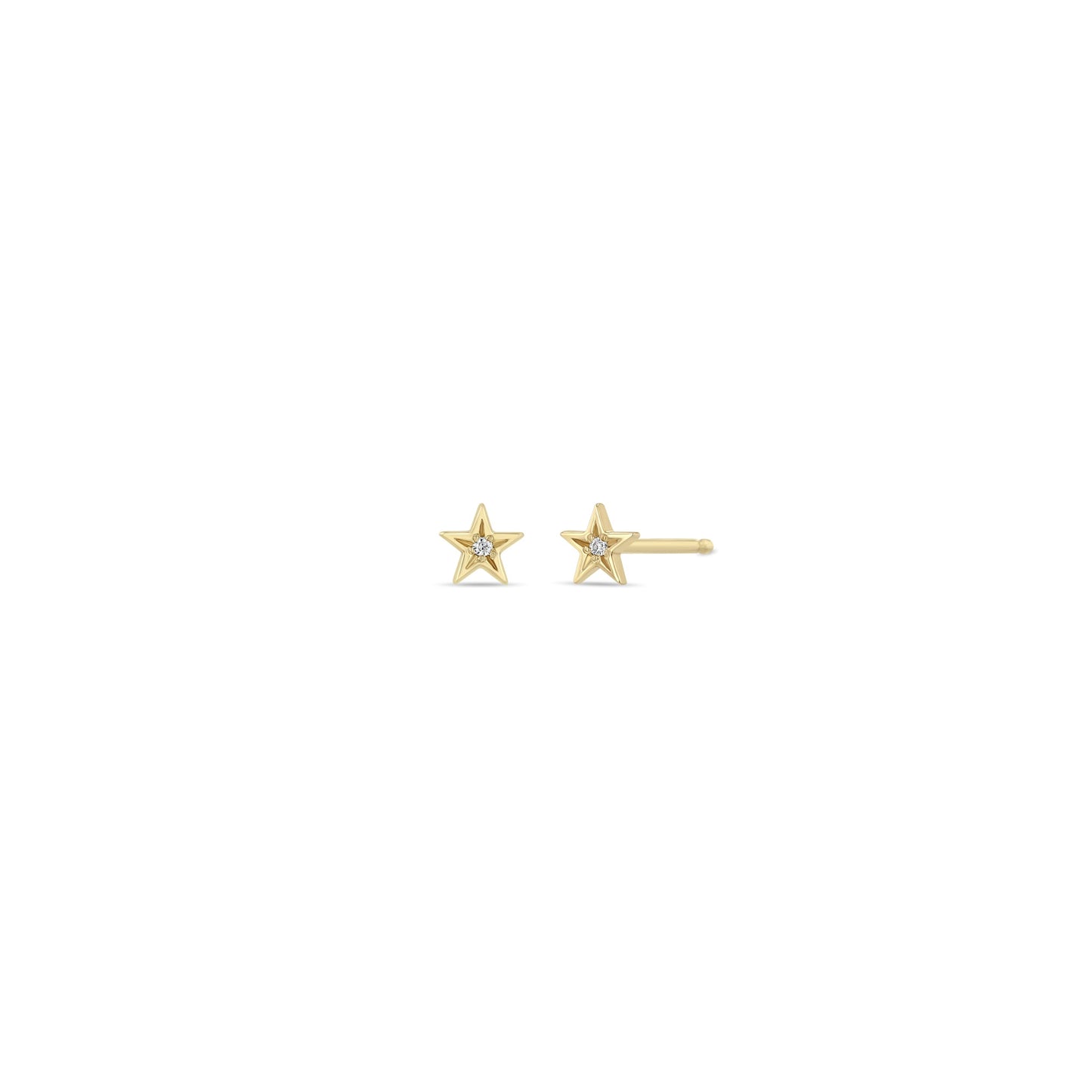 Zoe Chicco Itty Bitty Star Diamond Stud Earrings 14K Yellow Gold
