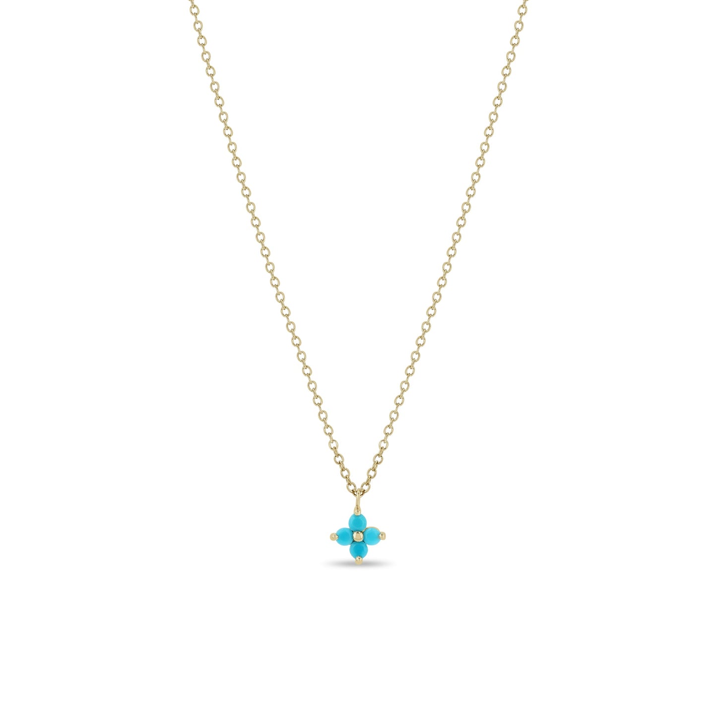 Zoe Chicco Turquoise Pendant Necklace 14K Yellow Gold