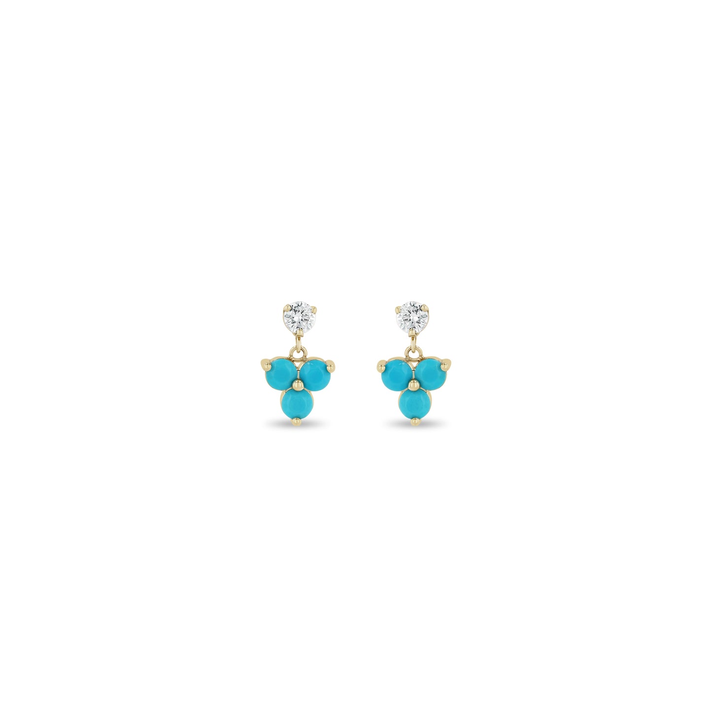 Zoe Chicco Diamond Turquoise Drop Earrings 14K Yellow Gold