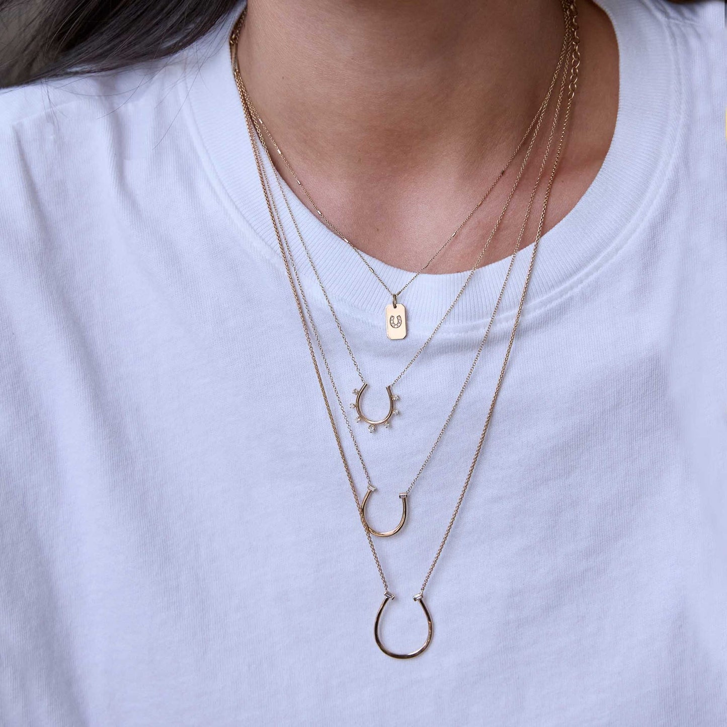 Zoe Chicco 14K Yellow Gold Graduating Prong Diamond Horseshoe Necklace