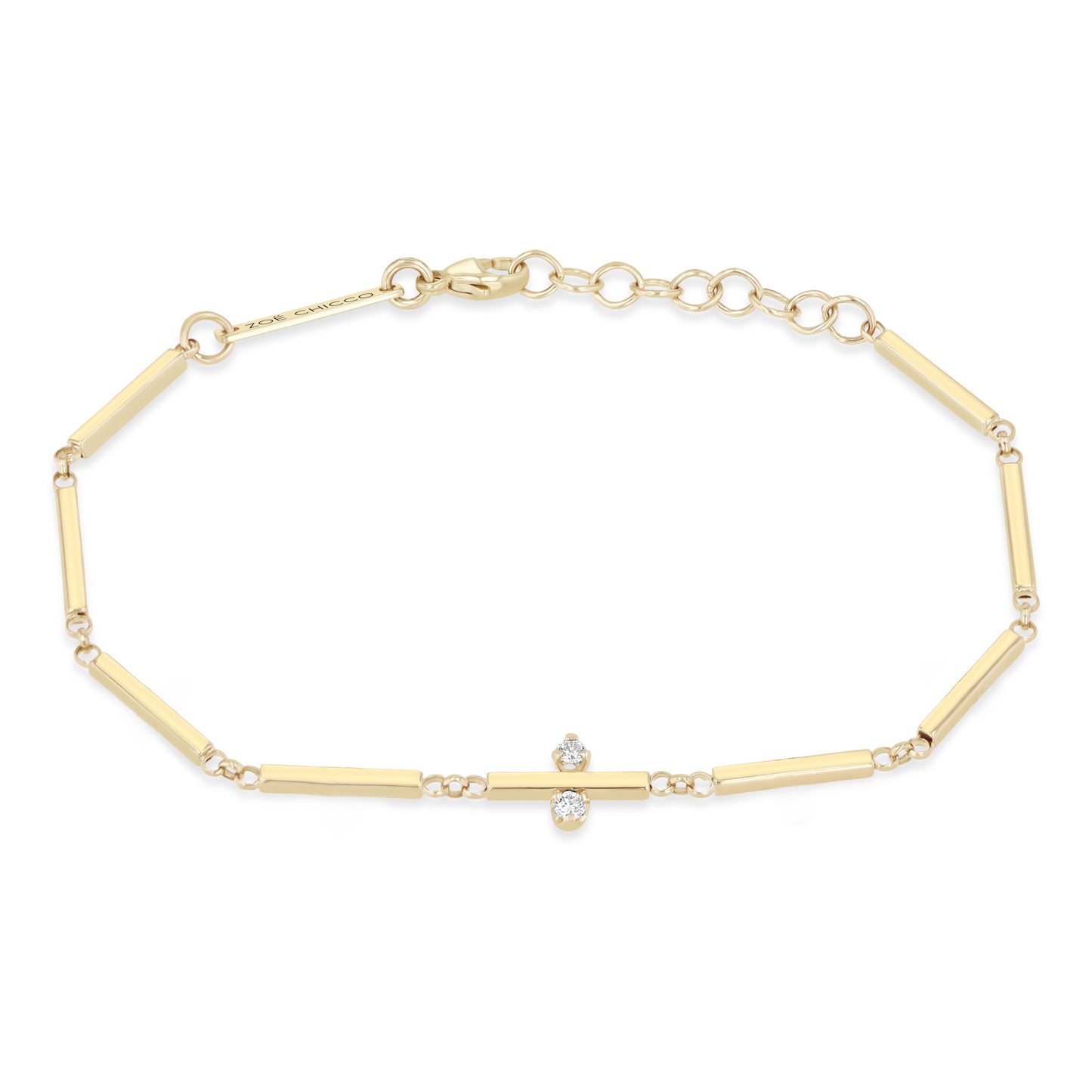 Zoe Chicco 14K Yellow Gold Linked Bar Bracelet with Diamonds