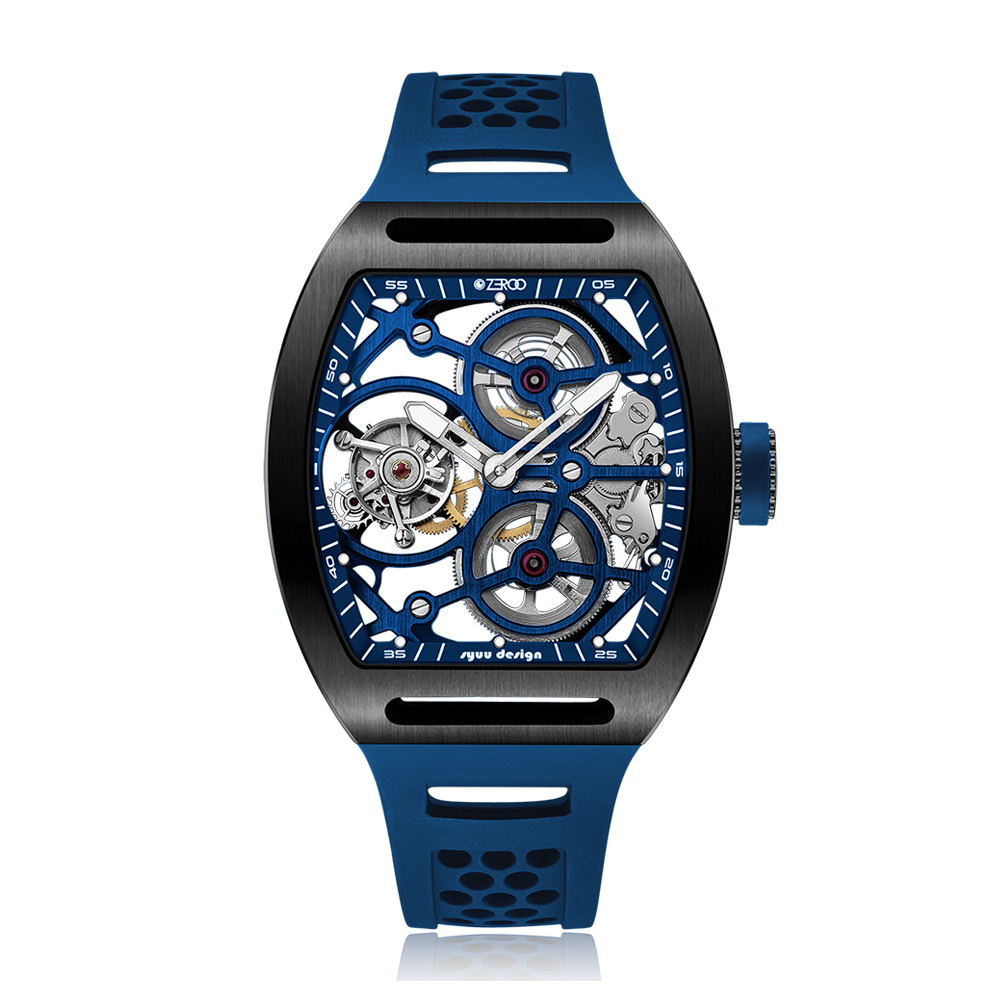 Zeroo Time T4-01 The Archer Full Skeleton Tourbillon Black and Blue