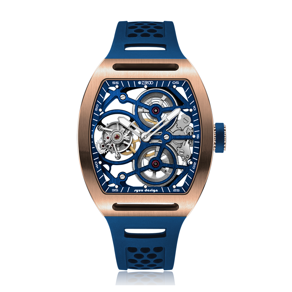 Zeroo Time T4-01 Archer Tourbillon Rose and Blue | King Jewelers Zeroo Time T4-01 Archer Tourbillon Rose and Blue | King Jewelers