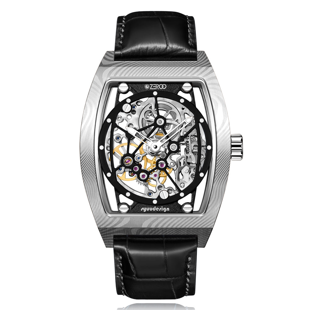 Zeroo Time M1D Auriga Damascus Steel and Black | King Jewelers