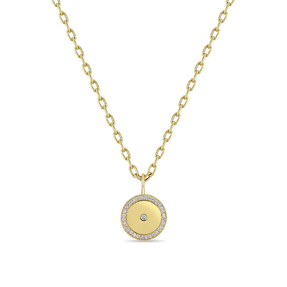 Zoe Chicco Medium Diamond Disc Chain Necklace King Jewelers