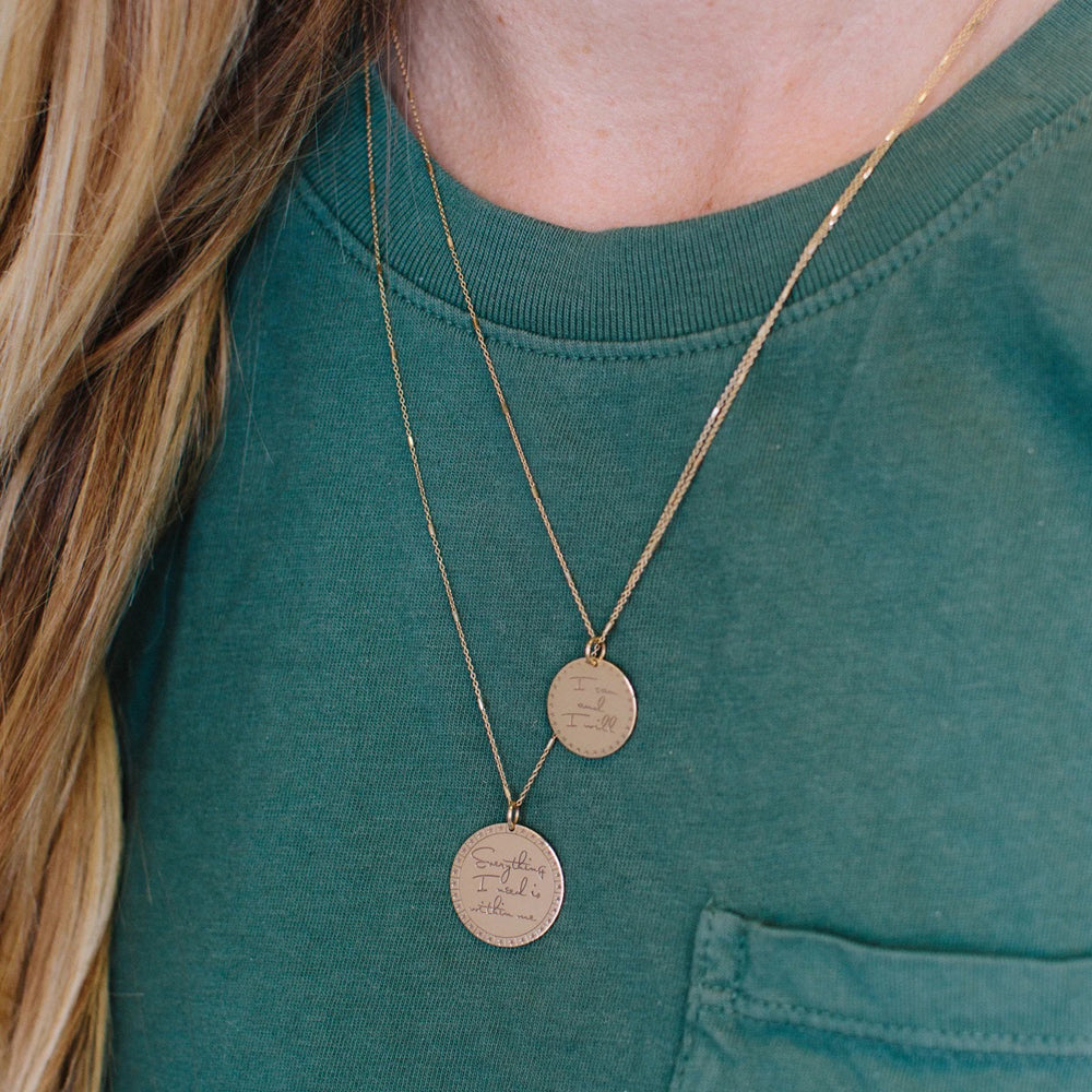 Zoe Chicco I Can and I Will Mantra Charm Necklace 14K Yellow Gold