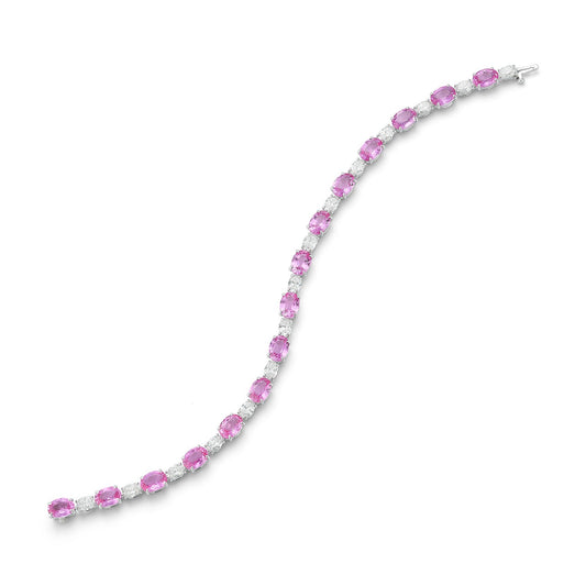 King Jewelers 18K White Gold Sapphire and 3.76ct Diamond Bracelet
