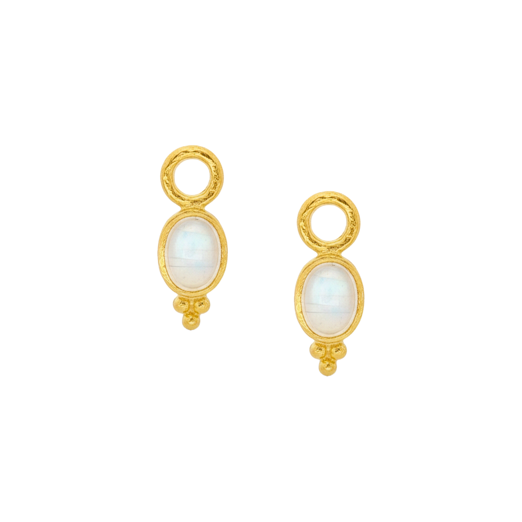 Elizabeth Locke Moonstone Earring Pendants 19K Yellow Gold