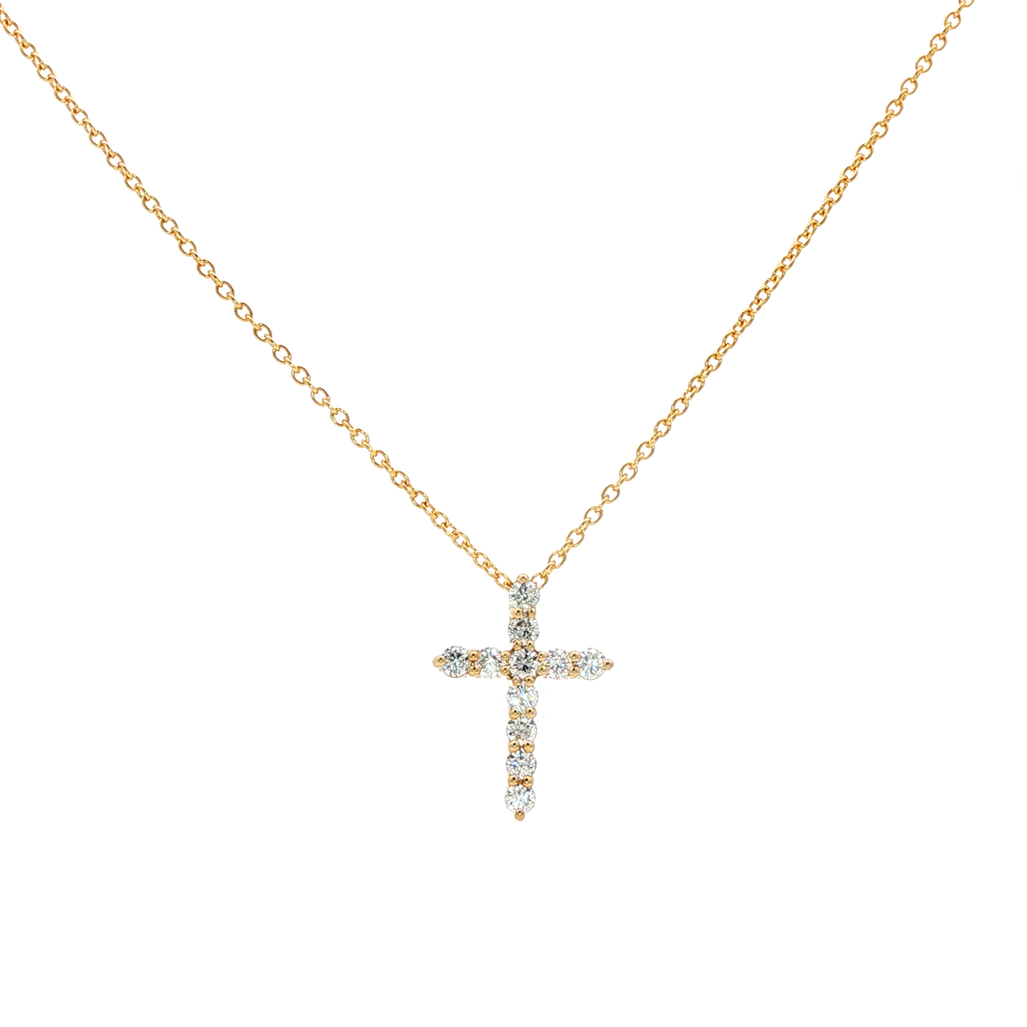 King Jewelers 0.30ct Diamond Cross Necklace 14K Yellow Gold