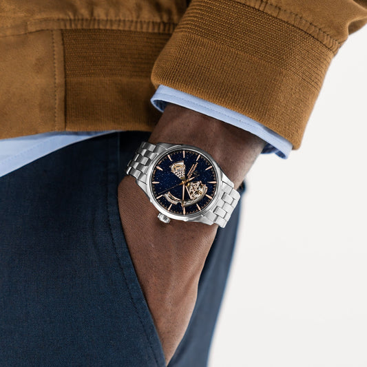 Hamilton Jazzmaster Open Heart Auto 42mm Blue Dial Steel Bracelet Watch