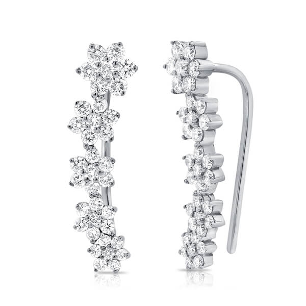 Flower Ear Climber with Diamonds