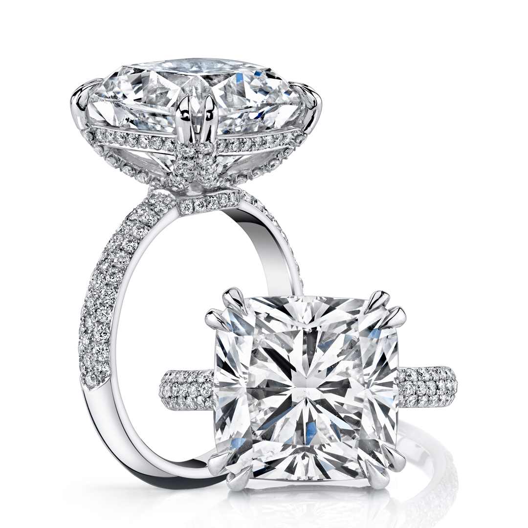 KJ5 White Gold Cushion Cut Diamond Engagement Ring