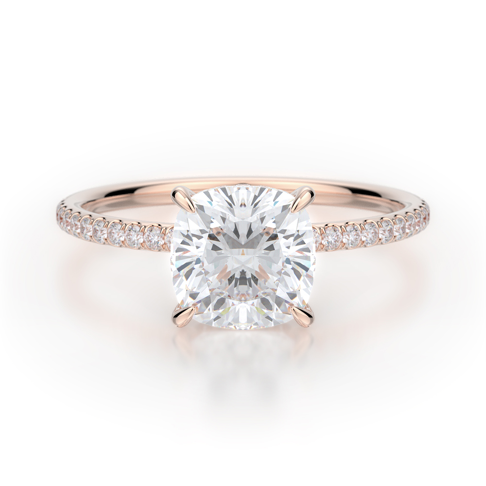 Cushion Petite Four Prong Solitaire | Custom Lab Diamond Engagement Ring