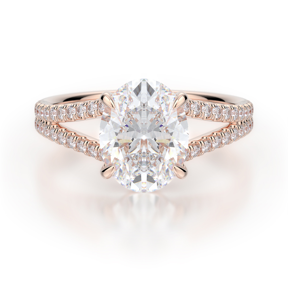 KJ5 Rose Gold Split Shank Oval Engagement Ring | King Jewelers