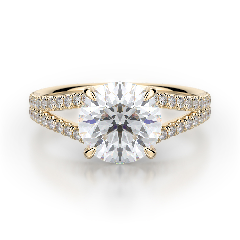 KJ5 Yellow Gold Split Shank Engagement Ring | King Jewelers
