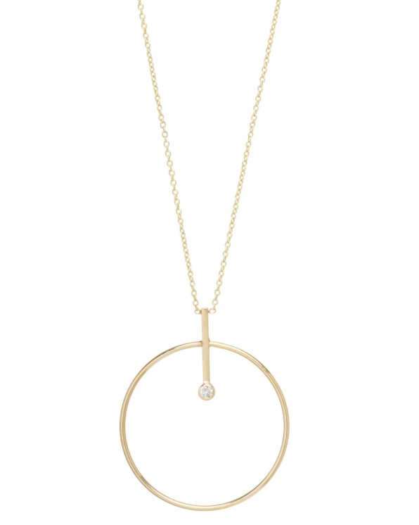 Diamond Circle and Bar Necklace