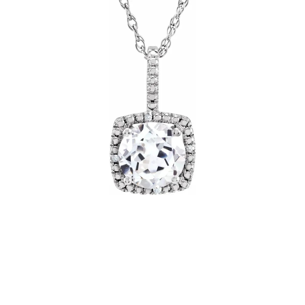 King Jewelers Diamond Halo April Birthstone Necklace