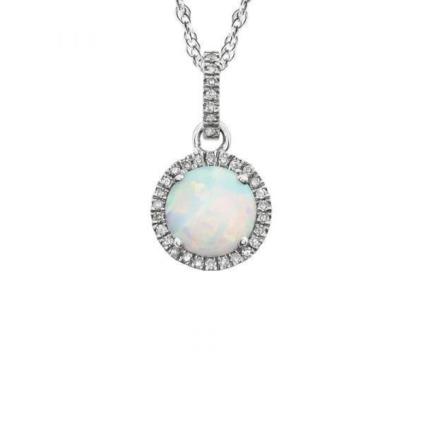 King Jewelers Diamond Halo October Birthstone Necklace