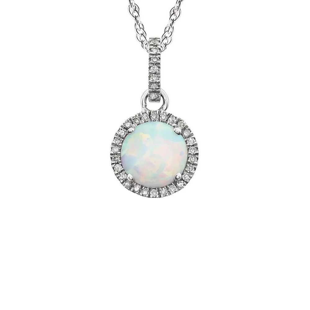 King Jewelers Diamond Halo October Birthstone Necklace