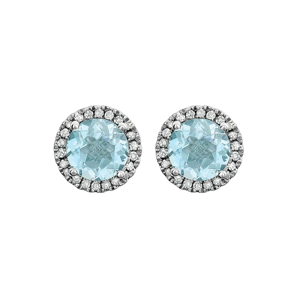 King Jewelers Topaz and Diamond Halo December Birthstone Earrings