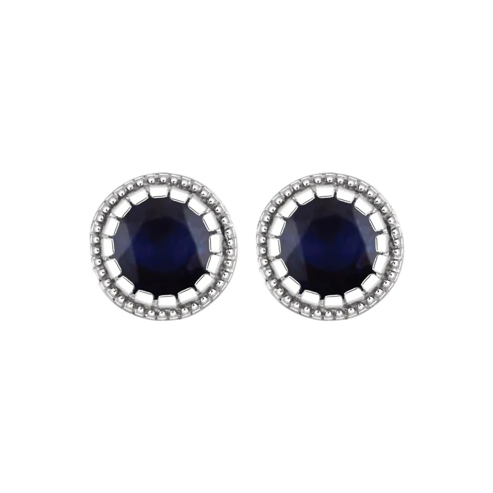King Jewelers Bezel Set Sapphire September Birthstone Earrings
