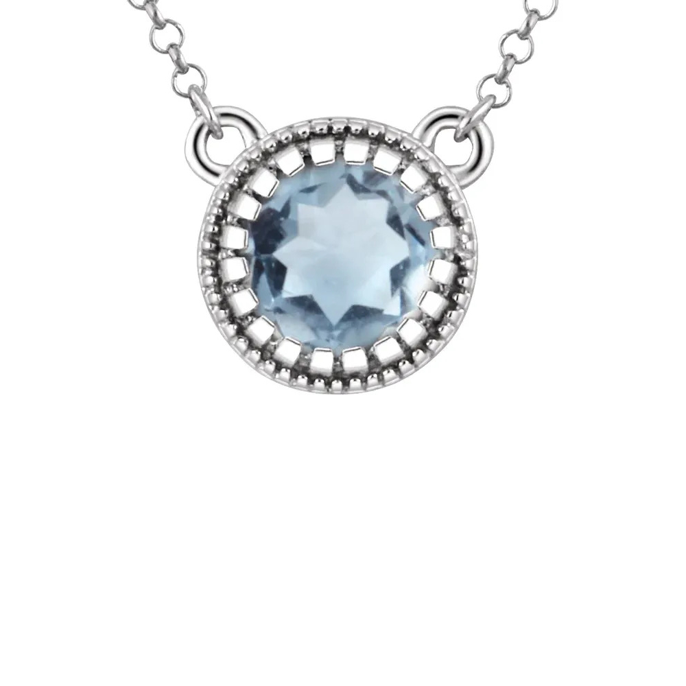 Bezel Set March Birthstone Pendant | King Jewelers