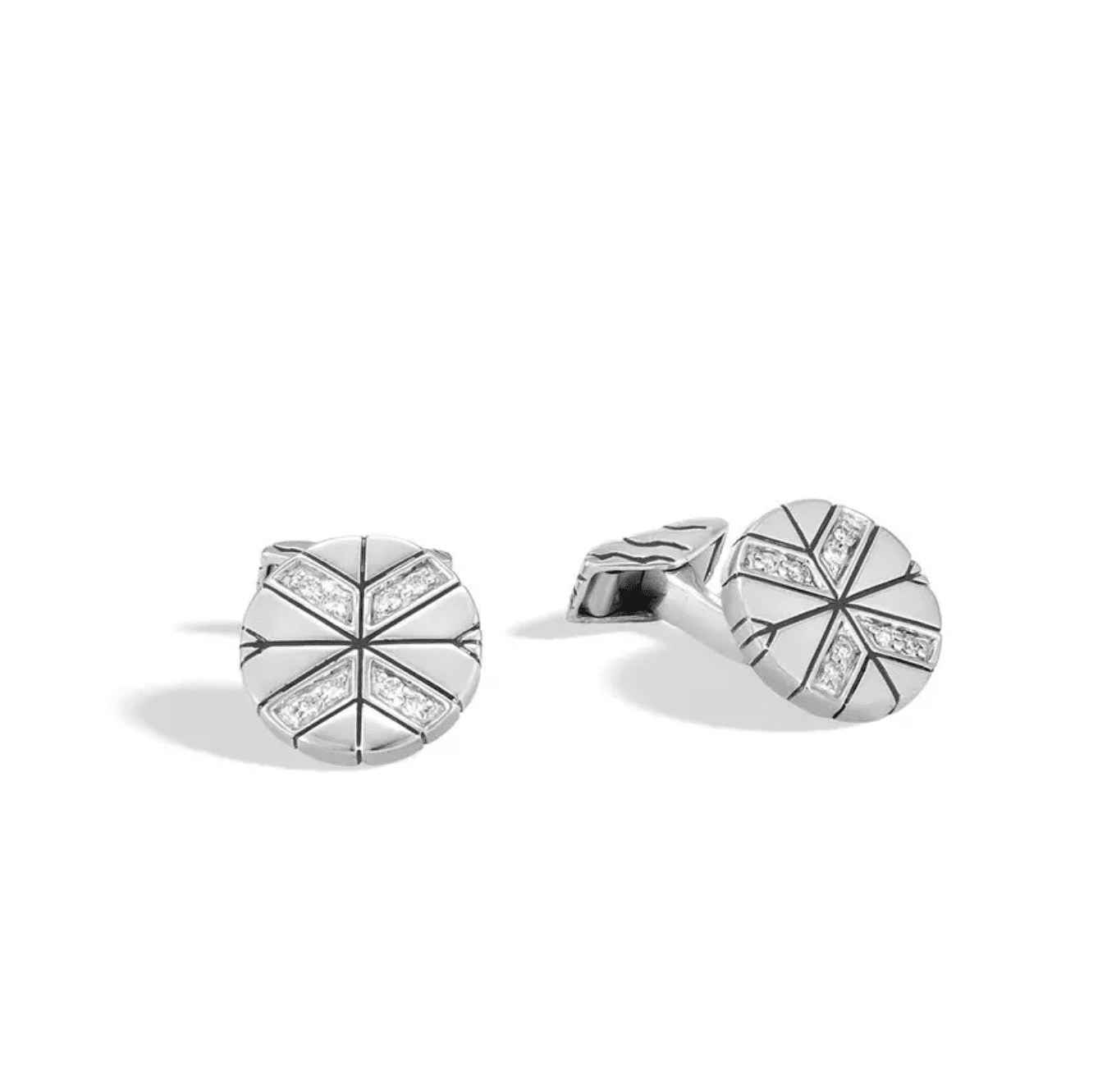 John Hardy Modern Chain Sterling Silver Diamond Cufflinks