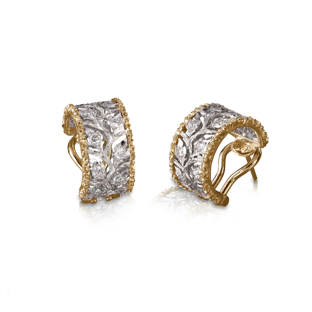 Blauwe plek Afrika Aubergine Buccellati Ramage Diamond Earrings | King Jewelers
