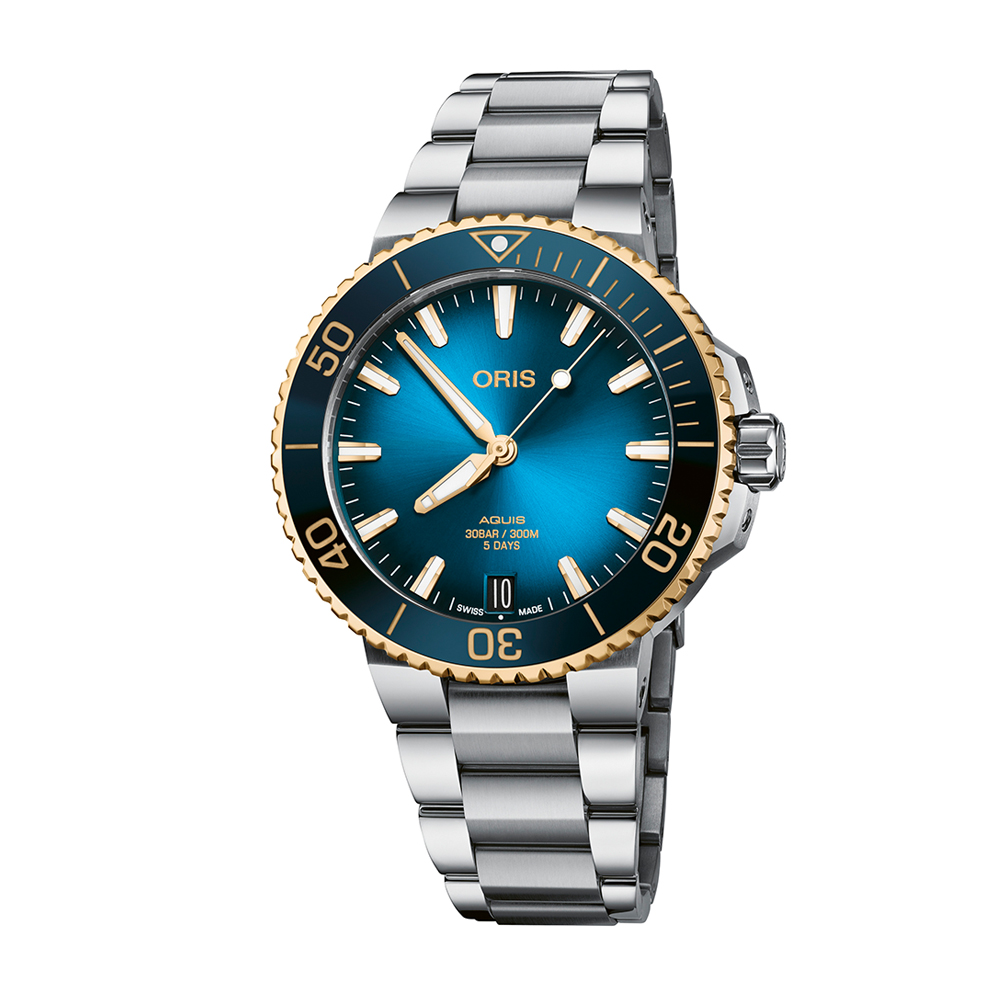 Oris Aquis Date Calibre 400 Steel and Gold King Jewelers