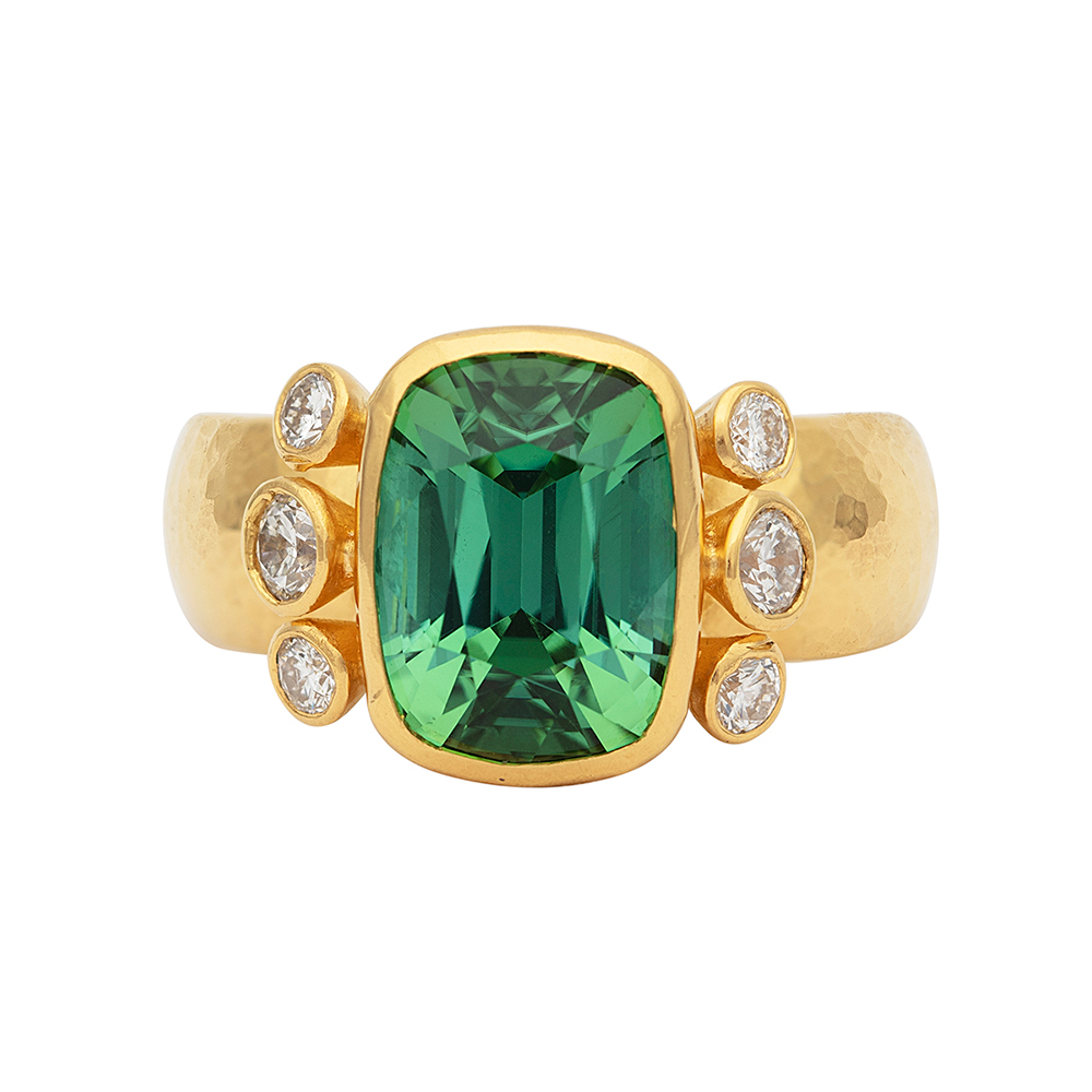 Men's Green Tourmaline & Diamond White Gold Ring | Burton's