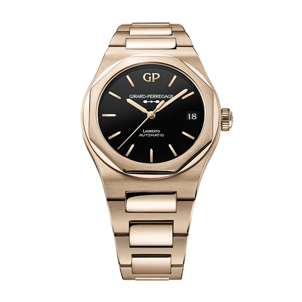 Girard Perregaux Laureato Rose Gold Onyx Watch | King Jewelers