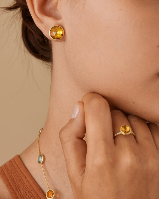 citrine jewelry on model