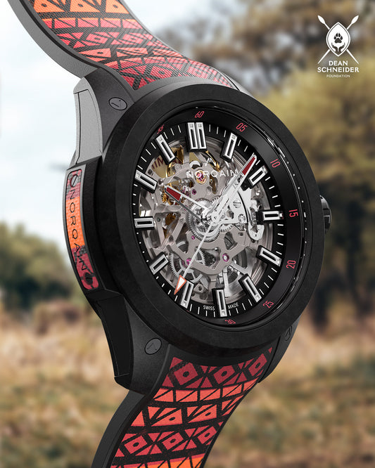 dean schneider with NORQAIN WILD ONE SKELETON Hakuna Mipaka Limited Edition Watch