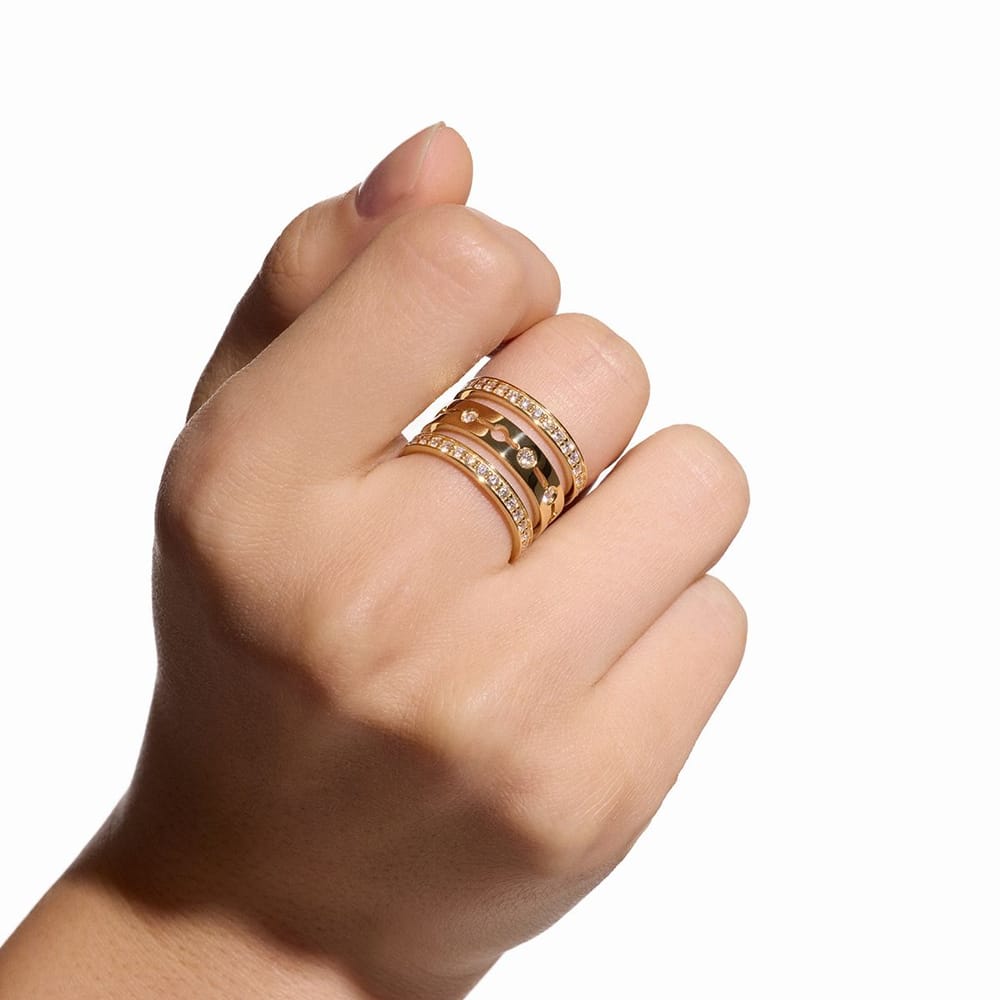 PULSE PAVED 3 ROWS DIAMOND RING