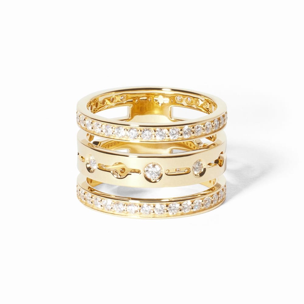 PULSE PAVED 3 ROWS DIAMOND RING