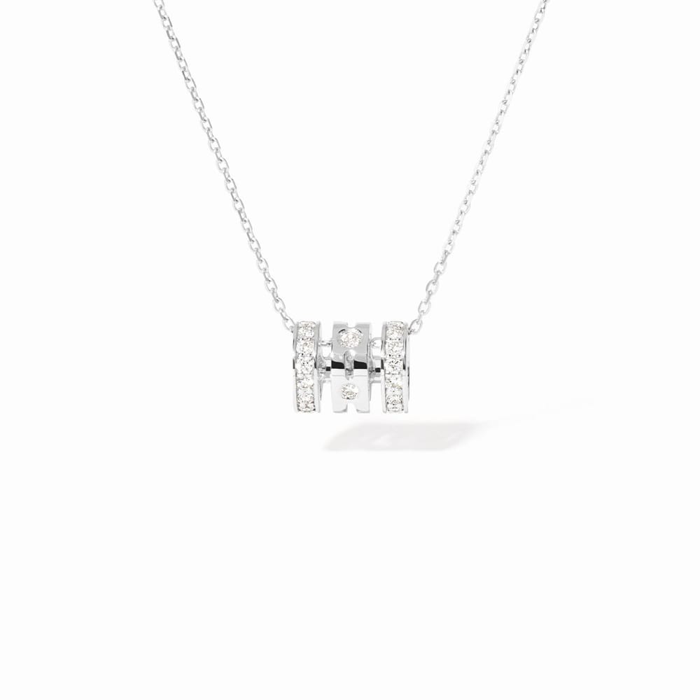 PULSE SMALL PAVED 3 ROWS DIAMOND PENDANT