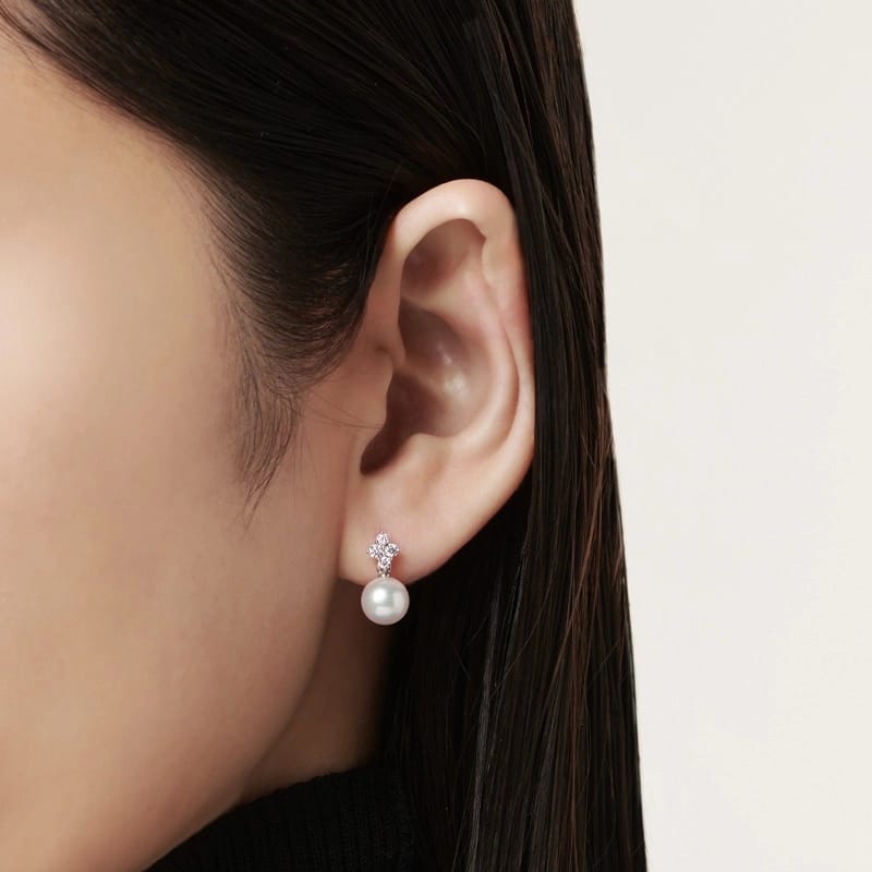 AKOYA/DIA STUDS