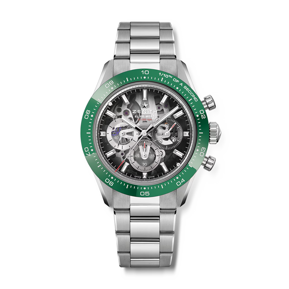 Zenith Chronomaster Sport 41mm Green Ceramic Bezel Skeleton Dial